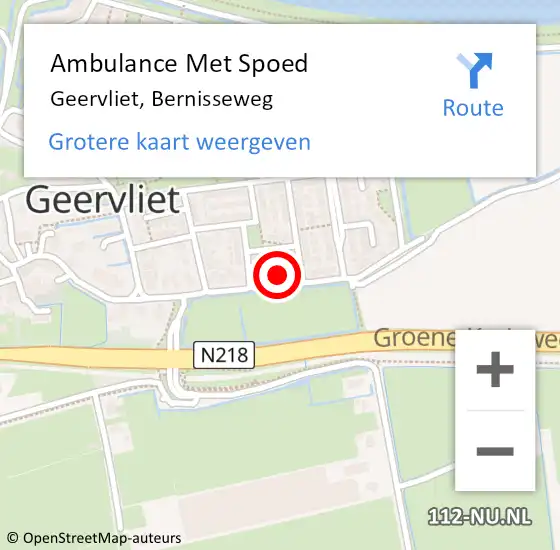 Locatie op kaart van de 112 melding: Ambulance Met Spoed Naar Geervliet, Bernisseweg op 11 mei 2022 08:53