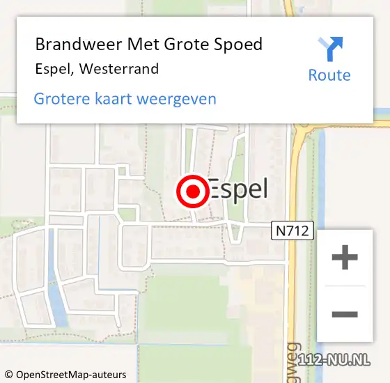 Locatie op kaart van de 112 melding: Brandweer Met Grote Spoed Naar Espel, Westerrand op 11 mei 2022 08:54