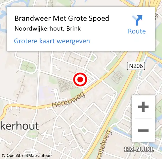 Locatie op kaart van de 112 melding: Brandweer Met Grote Spoed Naar Noordwijkerhout, Brink op 17 juli 2014 02:09