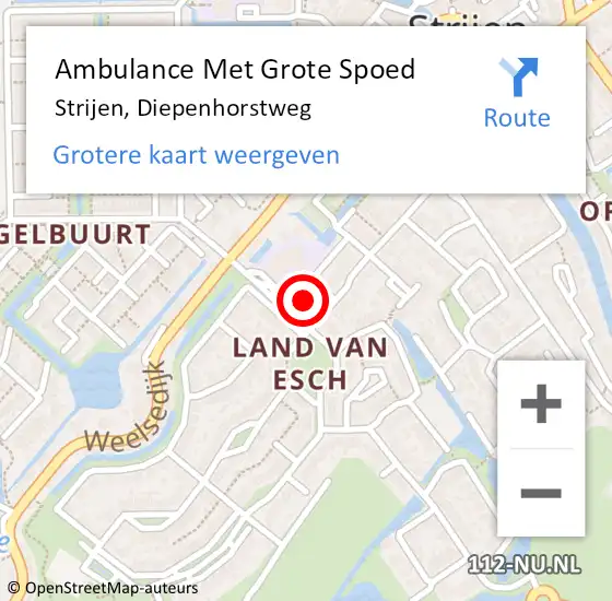 Locatie op kaart van de 112 melding: Ambulance Met Grote Spoed Naar Strijen, Diepenhorstweg op 11 mei 2022 09:11