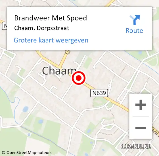 Locatie op kaart van de 112 melding: Brandweer Met Spoed Naar Chaam, Dorpsstraat op 11 mei 2022 09:17