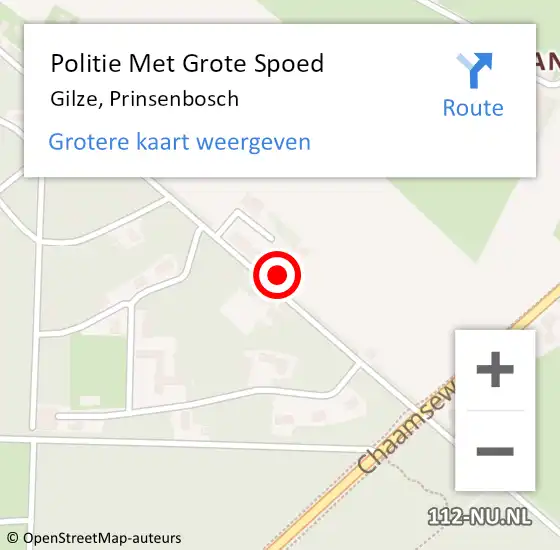 Locatie op kaart van de 112 melding: Politie Met Grote Spoed Naar Gilze, Prinsenbosch op 11 mei 2022 09:30
