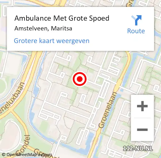 Locatie op kaart van de 112 melding: Ambulance Met Grote Spoed Naar Amstelveen, Maritsa op 11 mei 2022 09:50