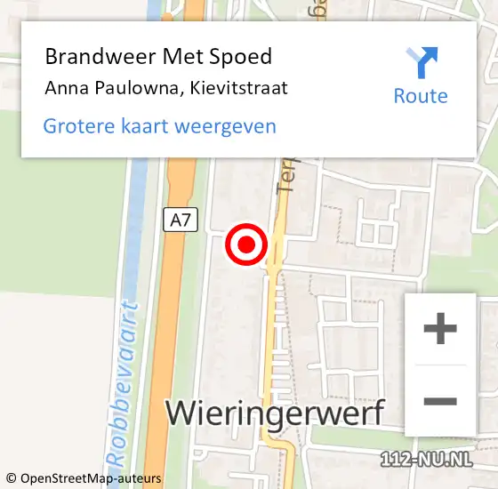 Locatie op kaart van de 112 melding: Brandweer Met Spoed Naar Anna Paulowna, Kievitstraat op 11 mei 2022 10:05