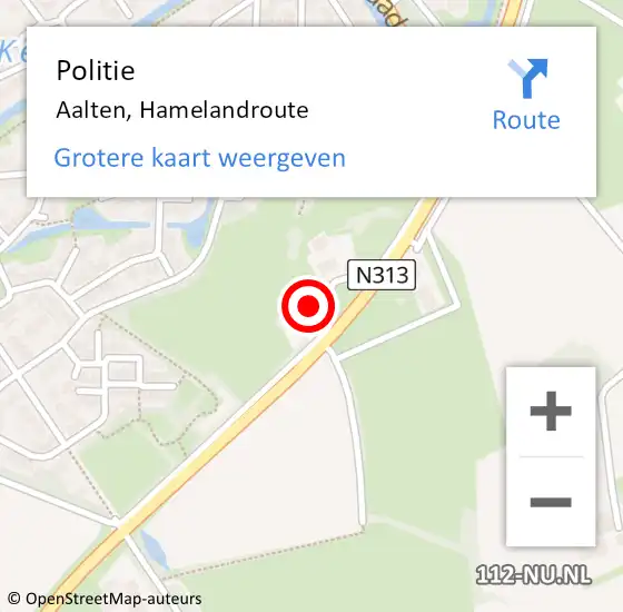 Locatie op kaart van de 112 melding: Politie Aalten, Hamelandroute op 11 mei 2022 10:21