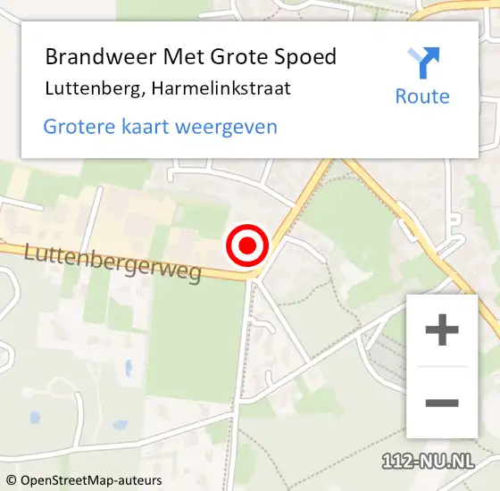 Locatie op kaart van de 112 melding: Brandweer Met Grote Spoed Naar Luttenberg, Harmelinkstraat op 11 mei 2022 10:22