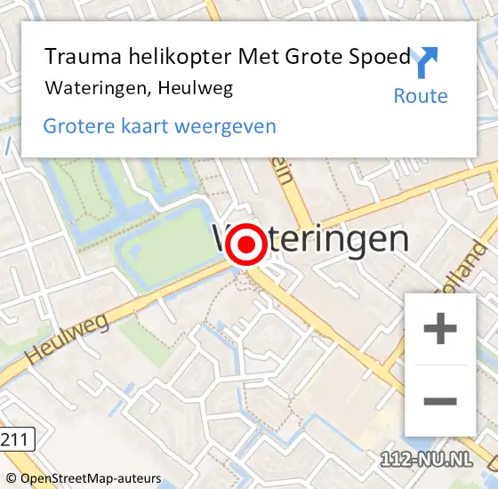 Locatie op kaart van de 112 melding: Trauma helikopter Met Grote Spoed Naar Wateringen, Heulweg op 11 mei 2022 10:24