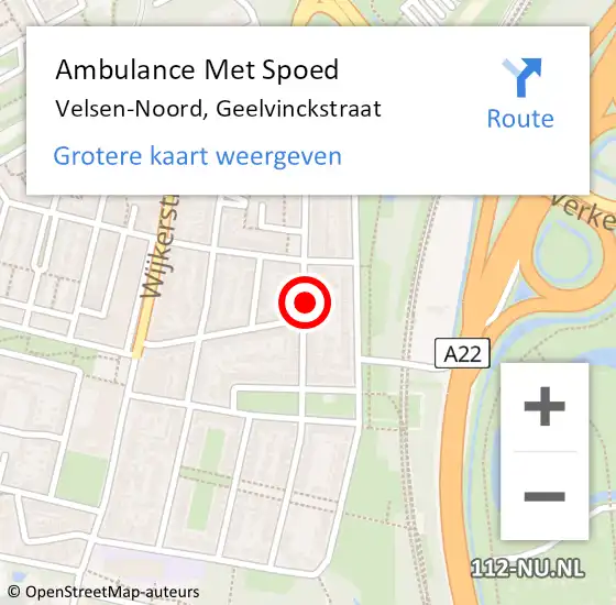 Locatie op kaart van de 112 melding: Ambulance Met Spoed Naar Velsen-Noord, Geelvinckstraat op 11 mei 2022 10:28