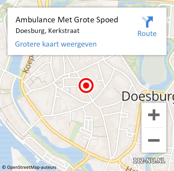 Locatie op kaart van de 112 melding: Ambulance Met Grote Spoed Naar Doesburg, Kerkstraat op 11 mei 2022 10:35