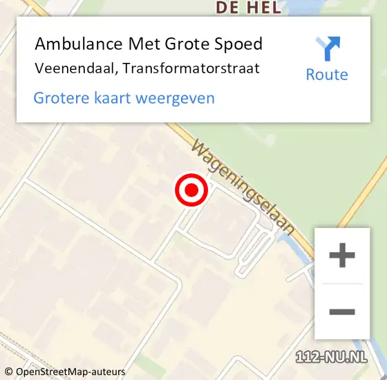 Locatie op kaart van de 112 melding: Ambulance Met Grote Spoed Naar Veenendaal, Transformatorstraat op 11 mei 2022 11:41