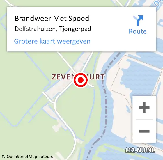 Locatie op kaart van de 112 melding: Brandweer Met Spoed Naar Delfstrahuizen, Tjongerpad op 11 mei 2022 11:51