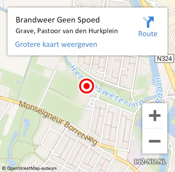 Locatie op kaart van de 112 melding: Brandweer Geen Spoed Naar Grave, Pastoor van den Hurkplein op 11 mei 2022 12:31