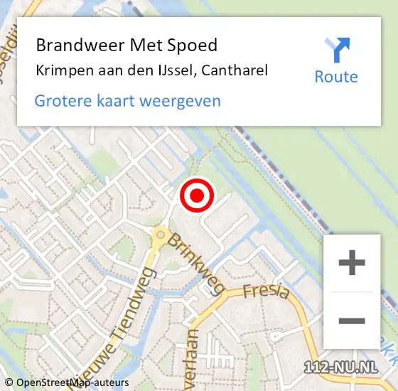 Locatie op kaart van de 112 melding: Brandweer Met Spoed Naar Krimpen aan den IJssel, Cantharel op 11 mei 2022 12:48