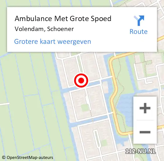 Locatie op kaart van de 112 melding: Ambulance Met Grote Spoed Naar Volendam, Schoener op 11 mei 2022 13:26