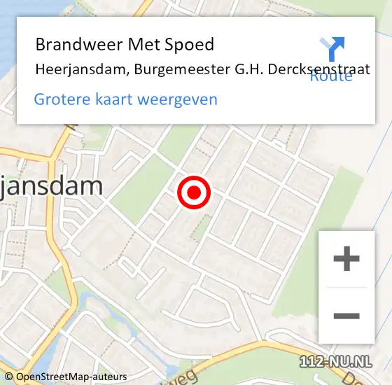 Locatie op kaart van de 112 melding: Brandweer Met Spoed Naar Heerjansdam, Burgemeester G.H. Dercksenstraat op 11 mei 2022 13:29