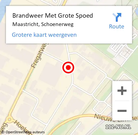 Locatie op kaart van de 112 melding: Brandweer Met Grote Spoed Naar Maastricht, Schoenerweg op 11 mei 2022 13:29
