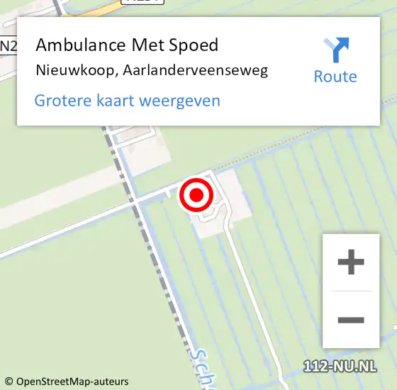 Locatie op kaart van de 112 melding: Ambulance Met Spoed Naar Nieuwkoop, Aarlanderveenseweg op 11 mei 2022 13:43