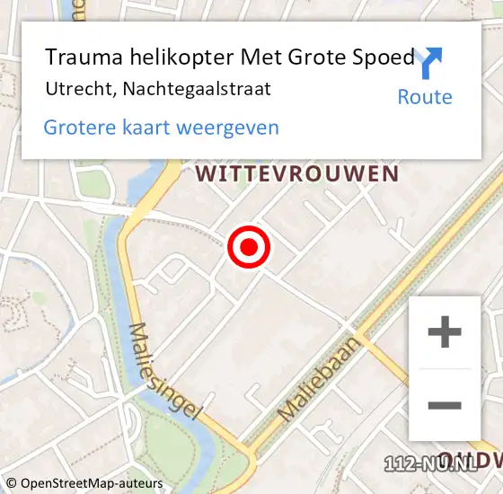 Locatie op kaart van de 112 melding: Trauma helikopter Met Grote Spoed Naar Utrecht, Nachtegaalstraat op 11 mei 2022 13:50