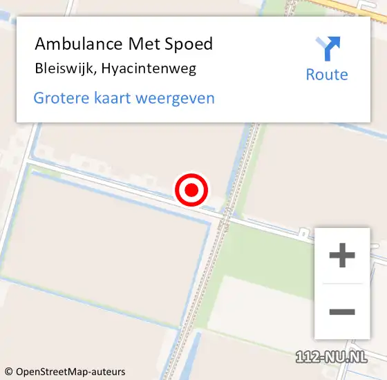 Locatie op kaart van de 112 melding: Ambulance Met Spoed Naar Bleiswijk, Hyacintenweg op 11 mei 2022 13:51