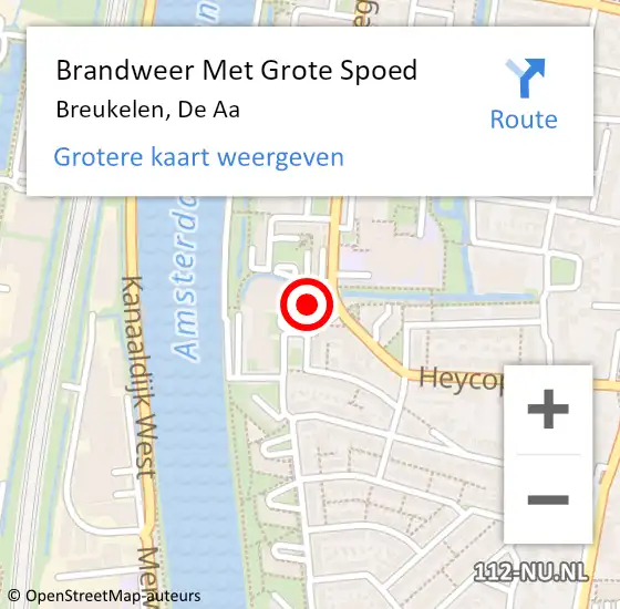 Locatie op kaart van de 112 melding: Brandweer Met Grote Spoed Naar Breukelen, De Aa op 11 mei 2022 13:52