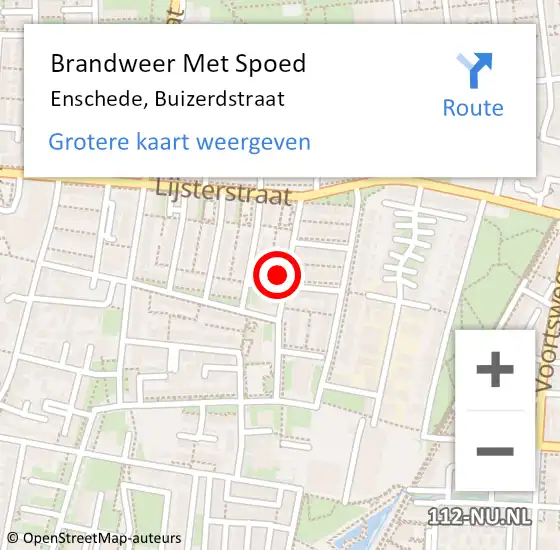 Locatie op kaart van de 112 melding: Brandweer Met Spoed Naar Enschede, Buizerdstraat op 11 mei 2022 13:52