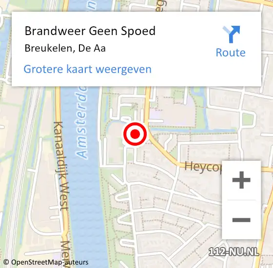 Locatie op kaart van de 112 melding: Brandweer Geen Spoed Naar Breukelen, De Aa op 11 mei 2022 13:55