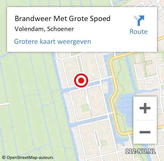 Locatie op kaart van de 112 melding: Brandweer Met Grote Spoed Naar Volendam, Schoener op 11 mei 2022 14:03