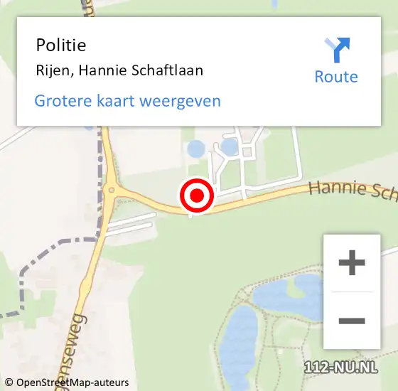 Locatie op kaart van de 112 melding: Politie Rijen, Hannie Schaftlaan op 11 mei 2022 14:14