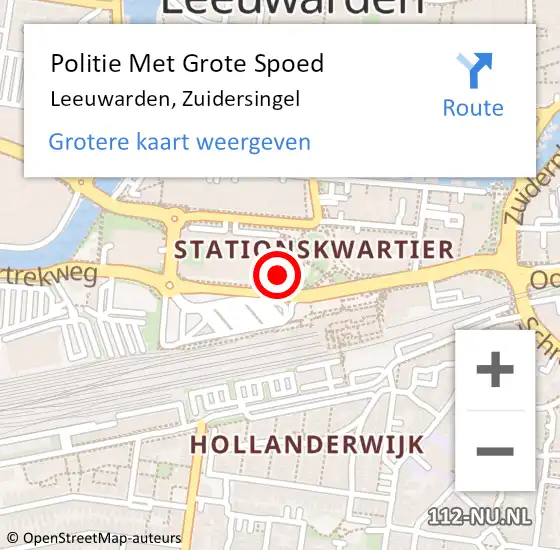 Locatie op kaart van de 112 melding: Politie Met Grote Spoed Naar Leeuwarden, Zuidersingel op 11 mei 2022 14:19