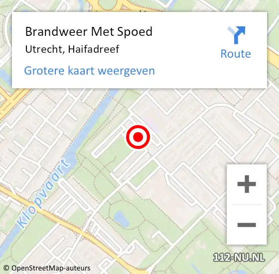 Locatie op kaart van de 112 melding: Brandweer Met Spoed Naar Utrecht, Haifadreef op 11 mei 2022 14:26