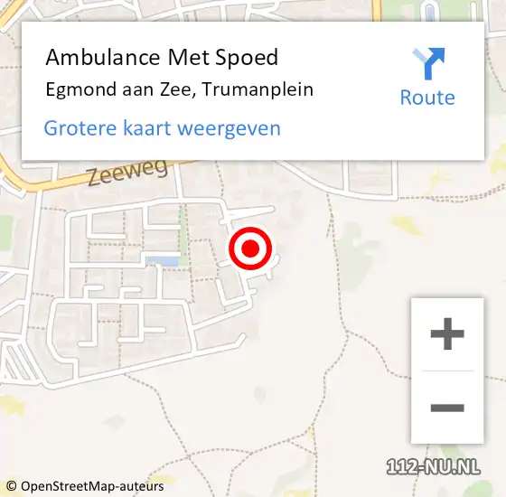 Locatie op kaart van de 112 melding: Ambulance Met Spoed Naar Egmond aan Zee, Trumanplein op 17 juli 2014 04:18