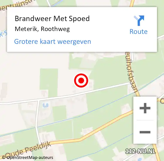 Locatie op kaart van de 112 melding: Brandweer Met Spoed Naar Meterik, Roothweg op 11 mei 2022 15:00
