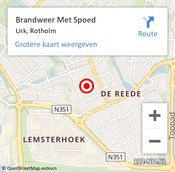 Locatie op kaart van de 112 melding: Brandweer Met Spoed Naar Urk, Rotholm op 11 mei 2022 15:08