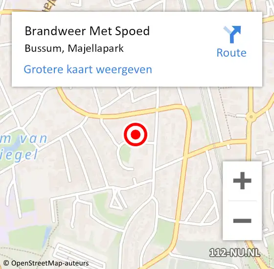 Locatie op kaart van de 112 melding: Brandweer Met Spoed Naar Bussum, Majellapark op 11 mei 2022 15:11