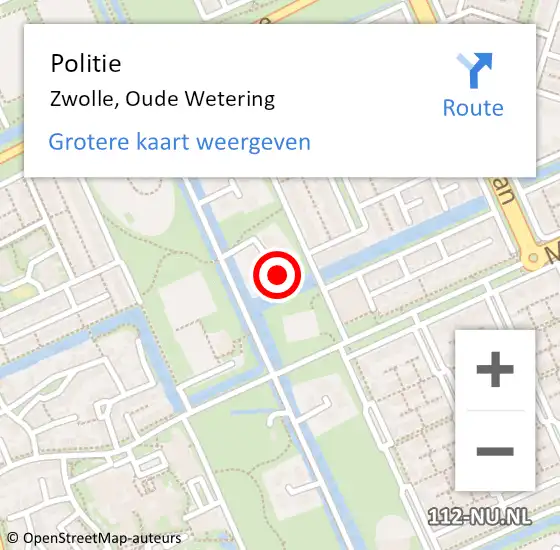 Locatie op kaart van de 112 melding: Politie Zwolle, Oude Wetering op 11 mei 2022 15:17