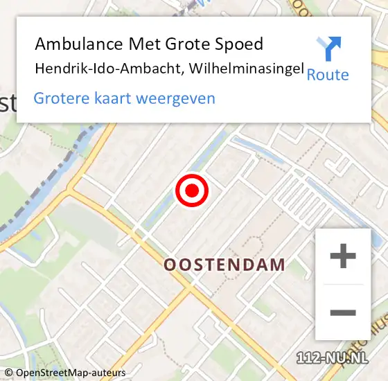 Locatie op kaart van de 112 melding: Ambulance Met Grote Spoed Naar Hendrik-Ido-Ambacht, Wilhelminasingel op 11 mei 2022 15:23