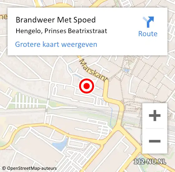 Locatie op kaart van de 112 melding: Brandweer Met Spoed Naar Hengelo, Prinses Beatrixstraat op 11 mei 2022 15:49