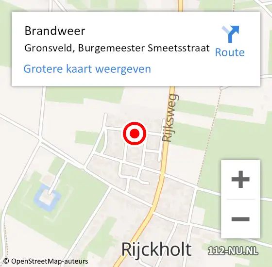 Locatie op kaart van de 112 melding: Brandweer Gronsveld, Burgemeester Smeetsstraat op 17 juli 2014 04:46