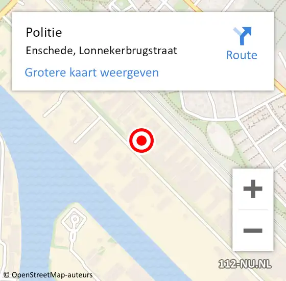 Locatie op kaart van de 112 melding: Politie Enschede, Lonnekerbrugstraat op 11 mei 2022 16:21