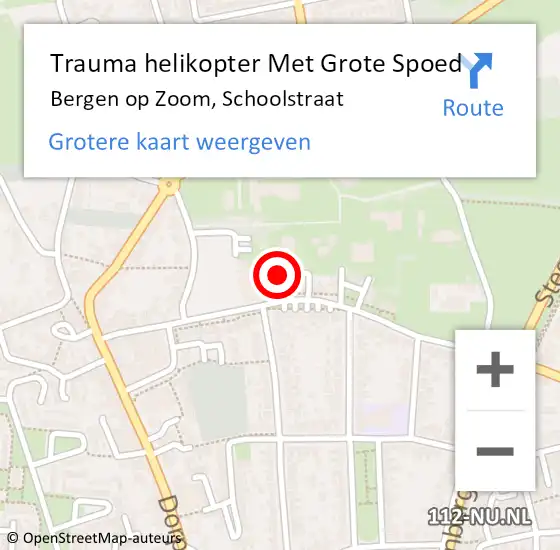 Locatie op kaart van de 112 melding: Trauma helikopter Met Grote Spoed Naar Bergen op Zoom, Schoolstraat op 11 mei 2022 16:24