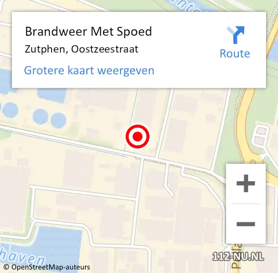 Locatie op kaart van de 112 melding: Brandweer Met Spoed Naar Zutphen, Oostzeestraat op 11 mei 2022 16:32