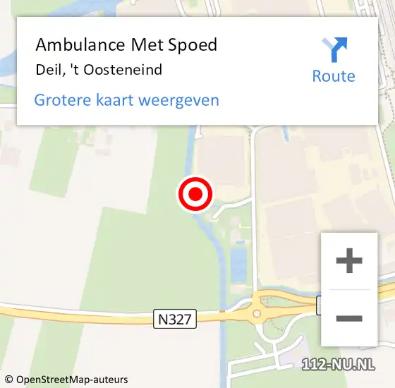 Locatie op kaart van de 112 melding: Ambulance Met Spoed Naar Deil, 't Oosteneind op 11 mei 2022 16:35