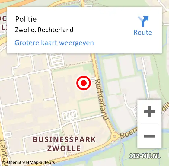 Locatie op kaart van de 112 melding: Politie Zwolle, Rechterland op 11 mei 2022 17:05