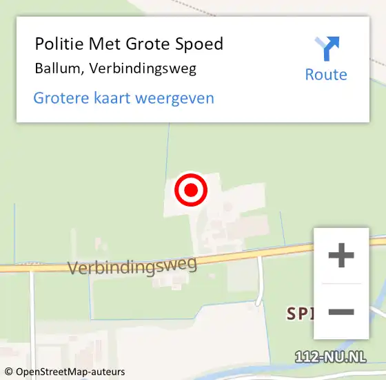 Locatie op kaart van de 112 melding: Politie Met Grote Spoed Naar Ballum, Verbindingsweg op 11 mei 2022 17:15