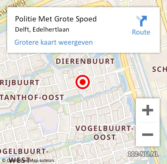 Locatie op kaart van de 112 melding: Politie Met Grote Spoed Naar Delft, Edelhertlaan op 11 mei 2022 17:21