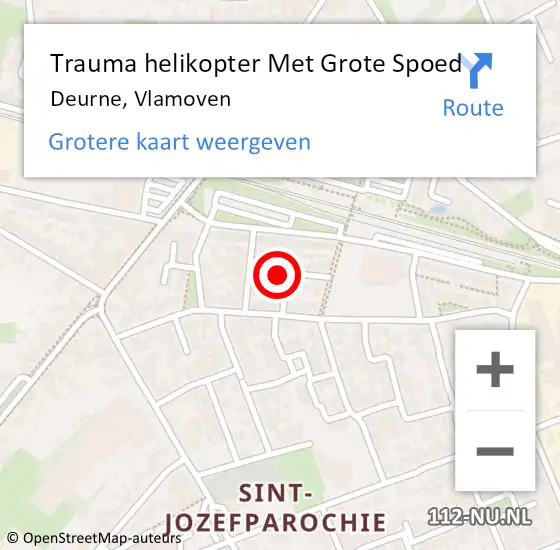Locatie op kaart van de 112 melding: Trauma helikopter Met Grote Spoed Naar Deurne, Vlamoven op 11 mei 2022 17:28
