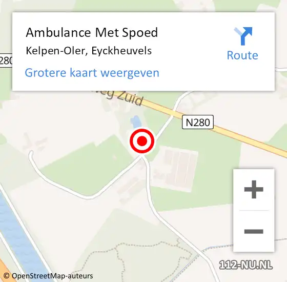 Locatie op kaart van de 112 melding: Ambulance Met Spoed Naar Kelpen-Oler, Eyckheuvels op 11 mei 2022 17:32