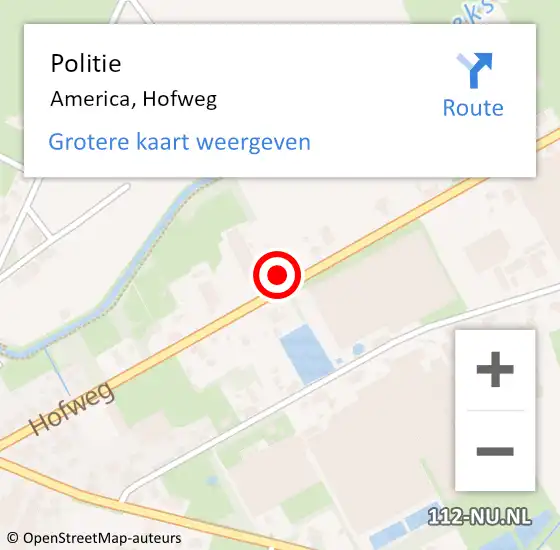 Locatie op kaart van de 112 melding: Politie America, Hofweg op 11 mei 2022 17:41