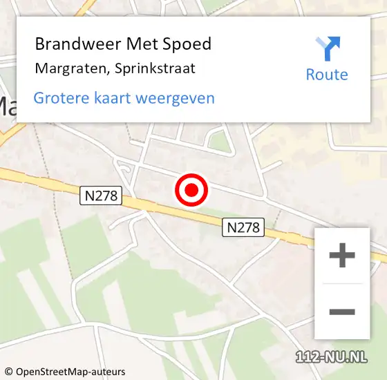 Locatie op kaart van de 112 melding: Brandweer Met Spoed Naar Margraten, Sprinkstraat op 11 mei 2022 18:02