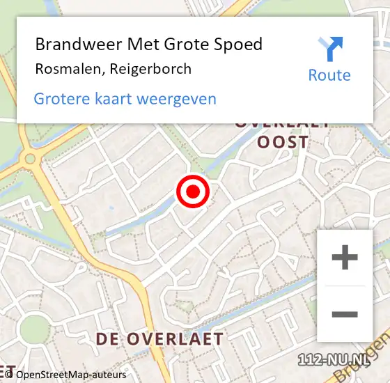 Locatie op kaart van de 112 melding: Brandweer Met Grote Spoed Naar Rosmalen, Reigerborch op 11 mei 2022 18:08